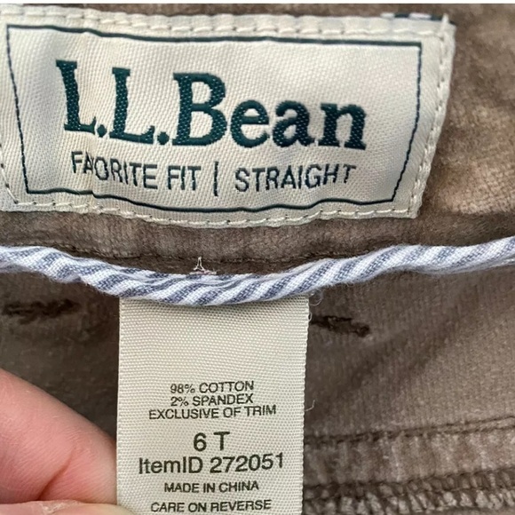 LL BEAN Corduroy Pants Favorite Fit Straight 6T - Picture 6 of 8